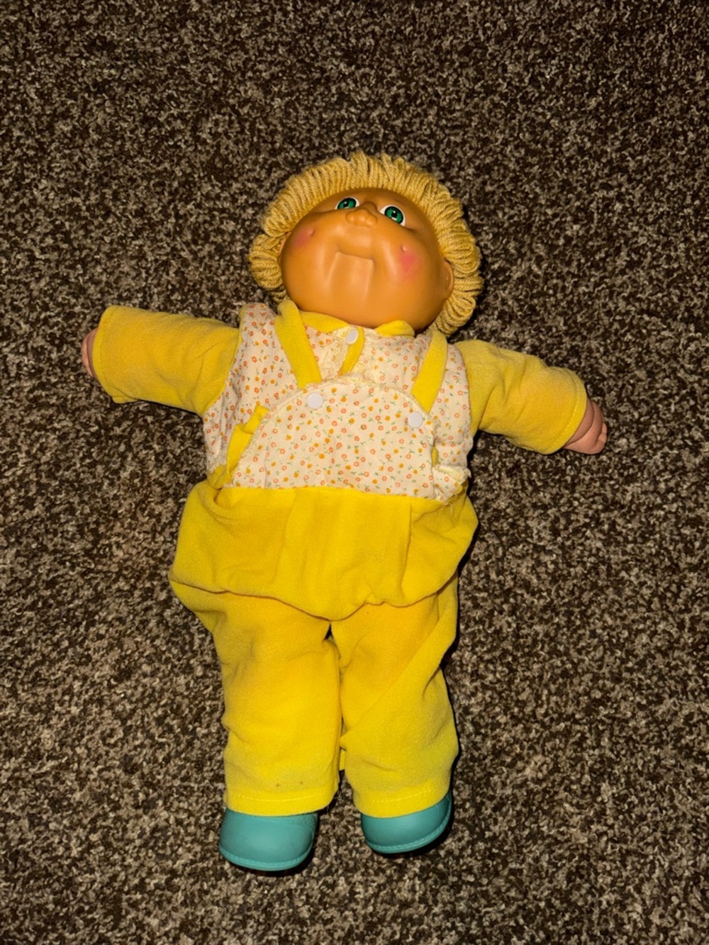 Vintage Cabbage Patch Kids Doll – 9P‑1044 Tag – Yellow Outfit – EUC